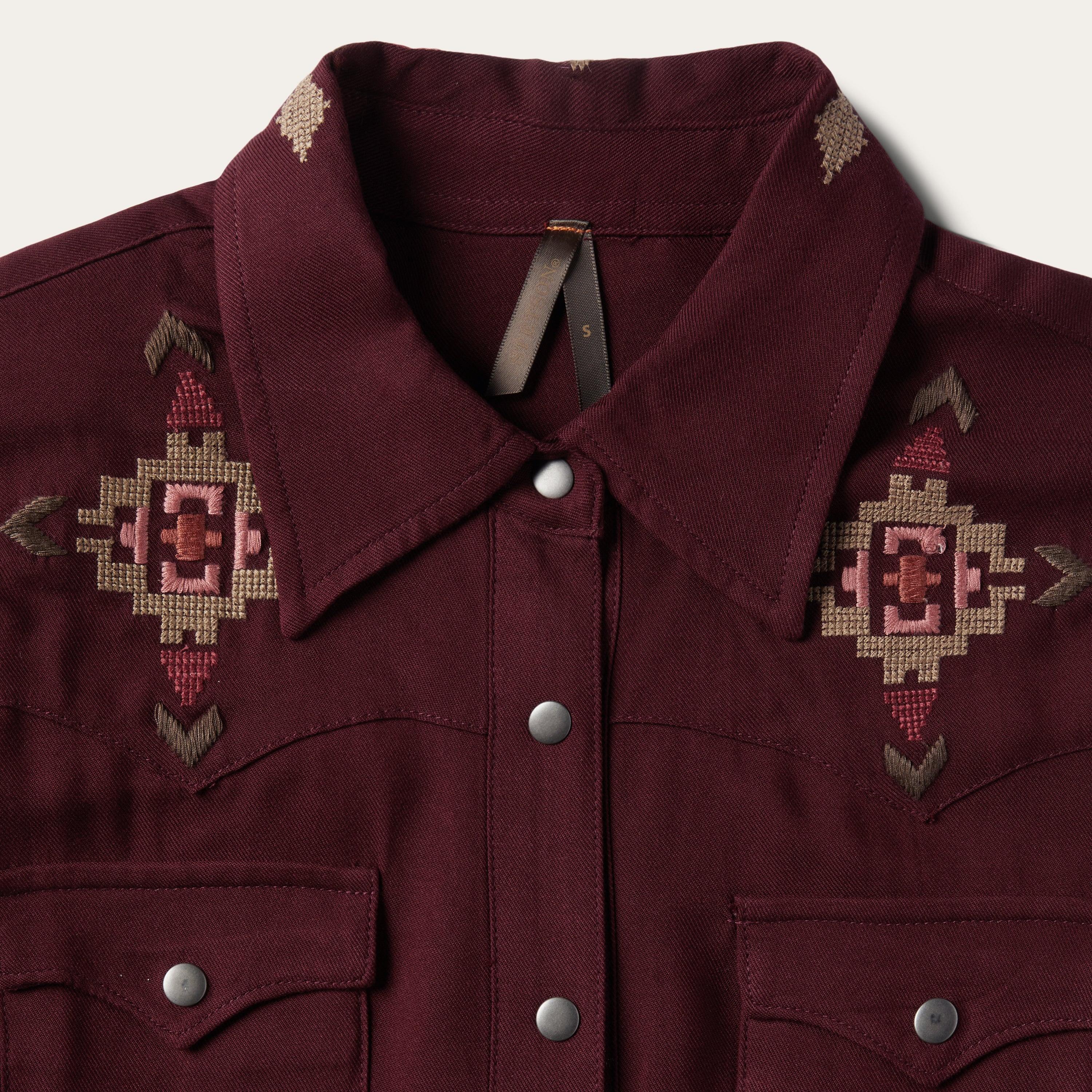 Stetson Embroidered Rayon Twill Shirt Dress