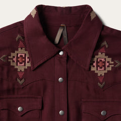 Stetson Embroidered Rayon Twill Shirt Dress