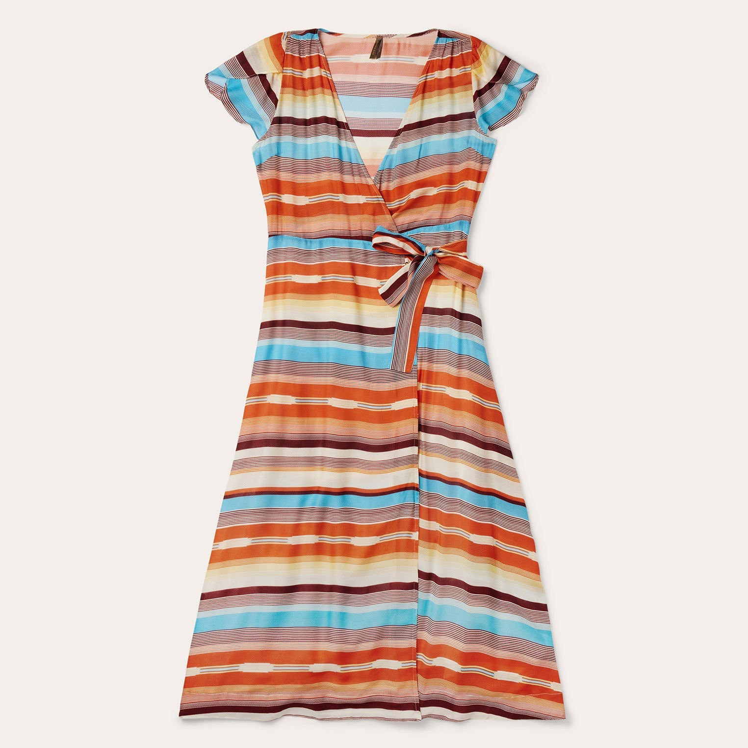 Stetson Sunset Serape Print Rayon Herringbone Wrap Front Dress