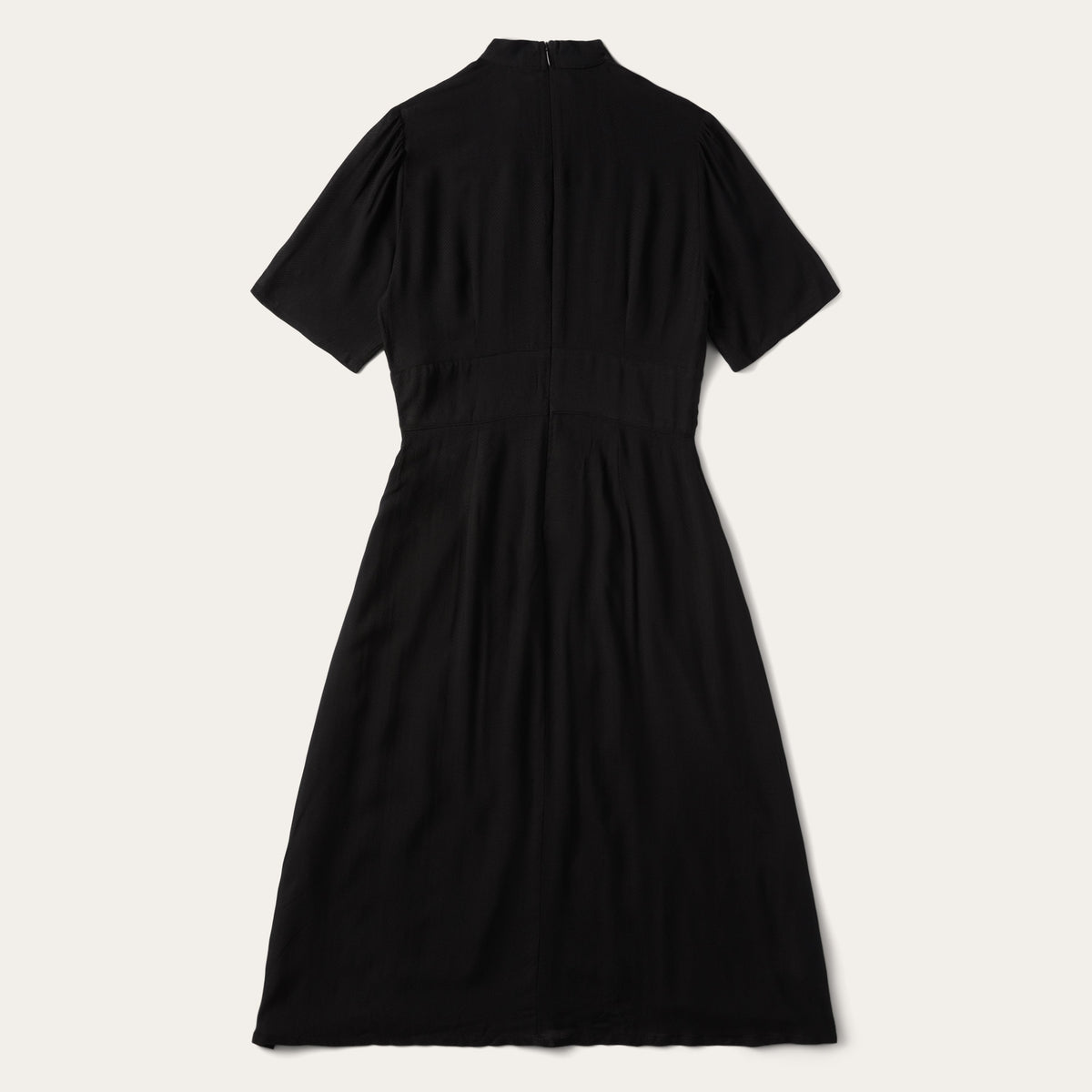 Stetson Black Rayon Herringbone Twill Midi Dress - Flyclothing LLC