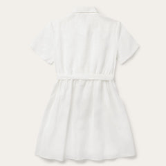 Stetson White Tonal Stripe Linen Shirt Dress - Flyclothing LLC