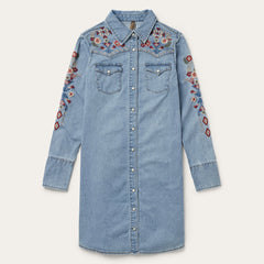 Stetson Embroidered Denim Shirt Dress