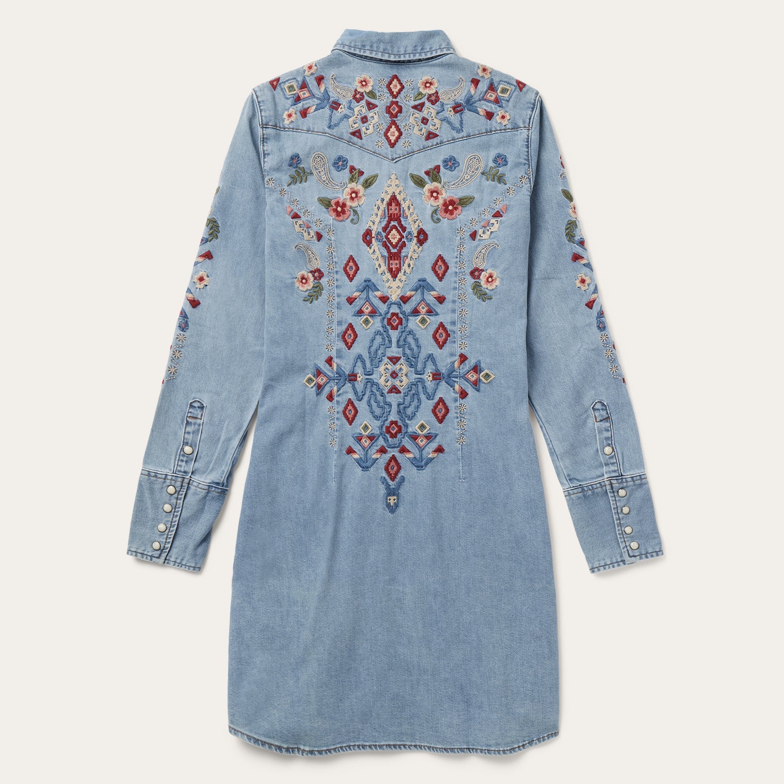 Stetson Embroidered Denim Shirt Dress - Flyclothing LLC