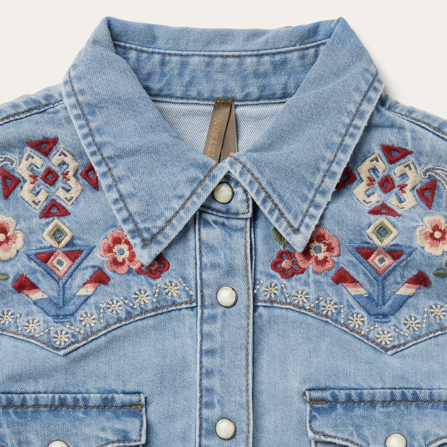 Stetson Embroidered Denim Shirt Dress - Flyclothing LLC