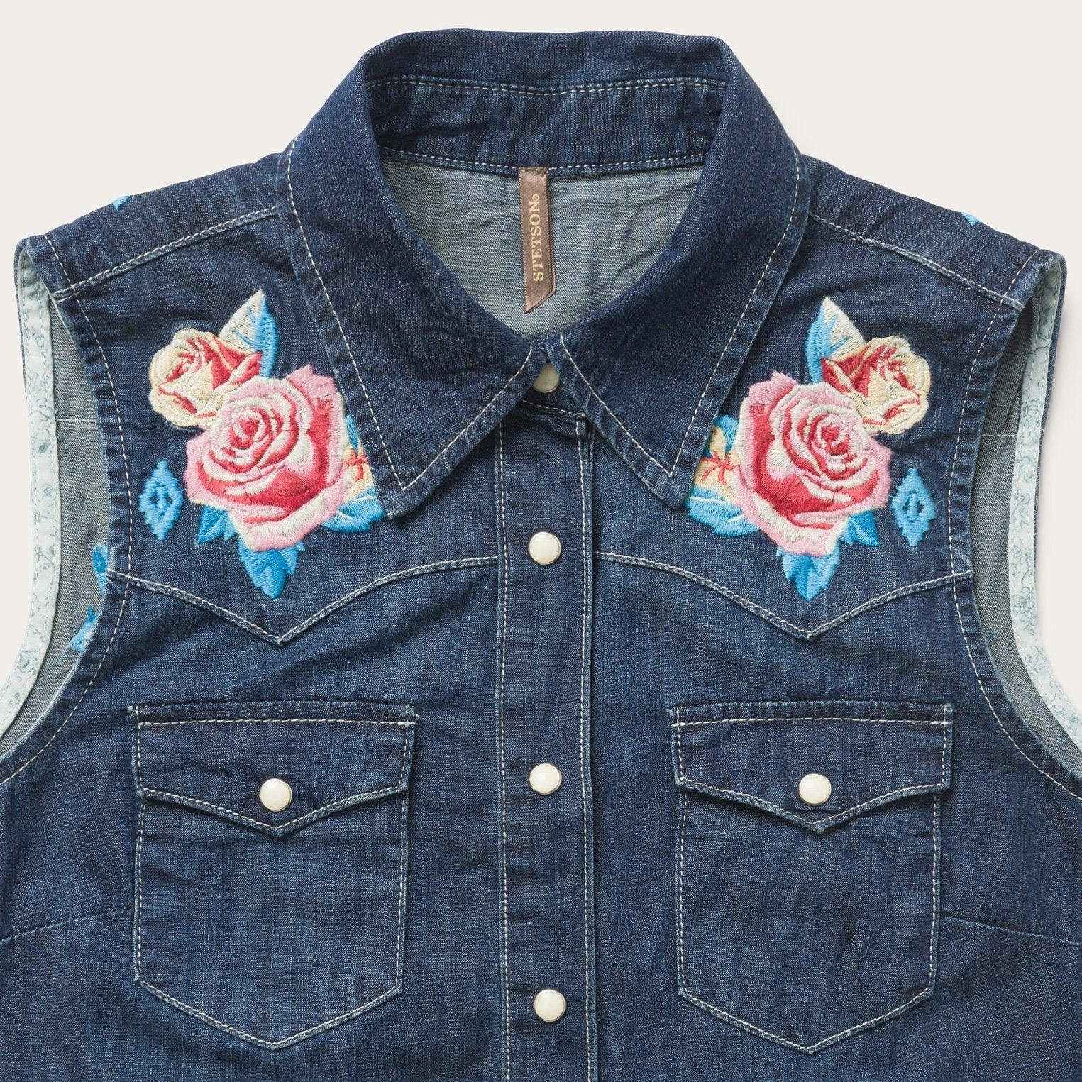 Stetson Embroidered Denim Shirt Dress - Flyclothing LLC