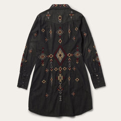 Stetson Embroidered Black Denim Shirt Dress - Flyclothing LLC