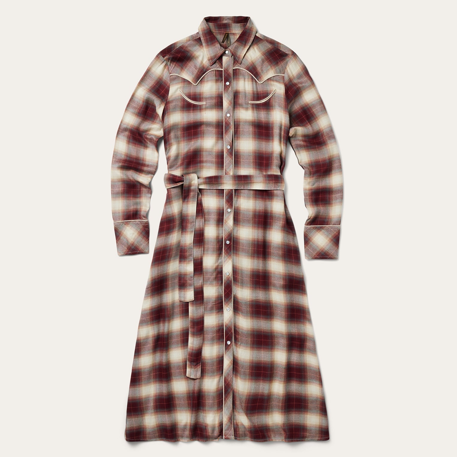 Stetson Black Cherry Plaid Shirt Dress