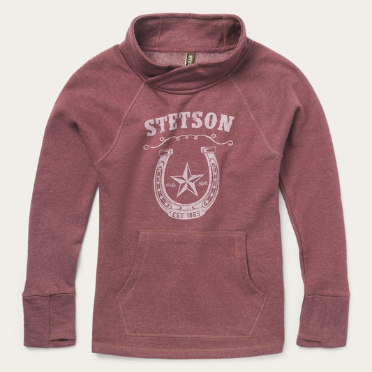 Stetson Burgundy Heather Fleece Knit Funnel Neck Sweatshirt - Flyclothing LLC