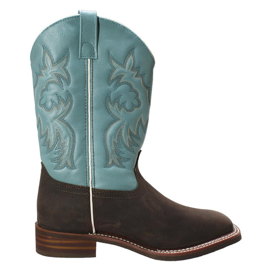 AdTec Women's 11" Western Square Toe Boots Brown/Turquoise - Flyclothing LLC