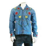 Rockmount Clothing Unisex Vintage Western Denim Bolero Jacket with Floral Embroidery - Rockmount Clothing