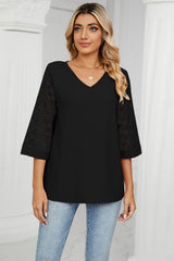 V-Neck Three-Quarter Sleeve Top