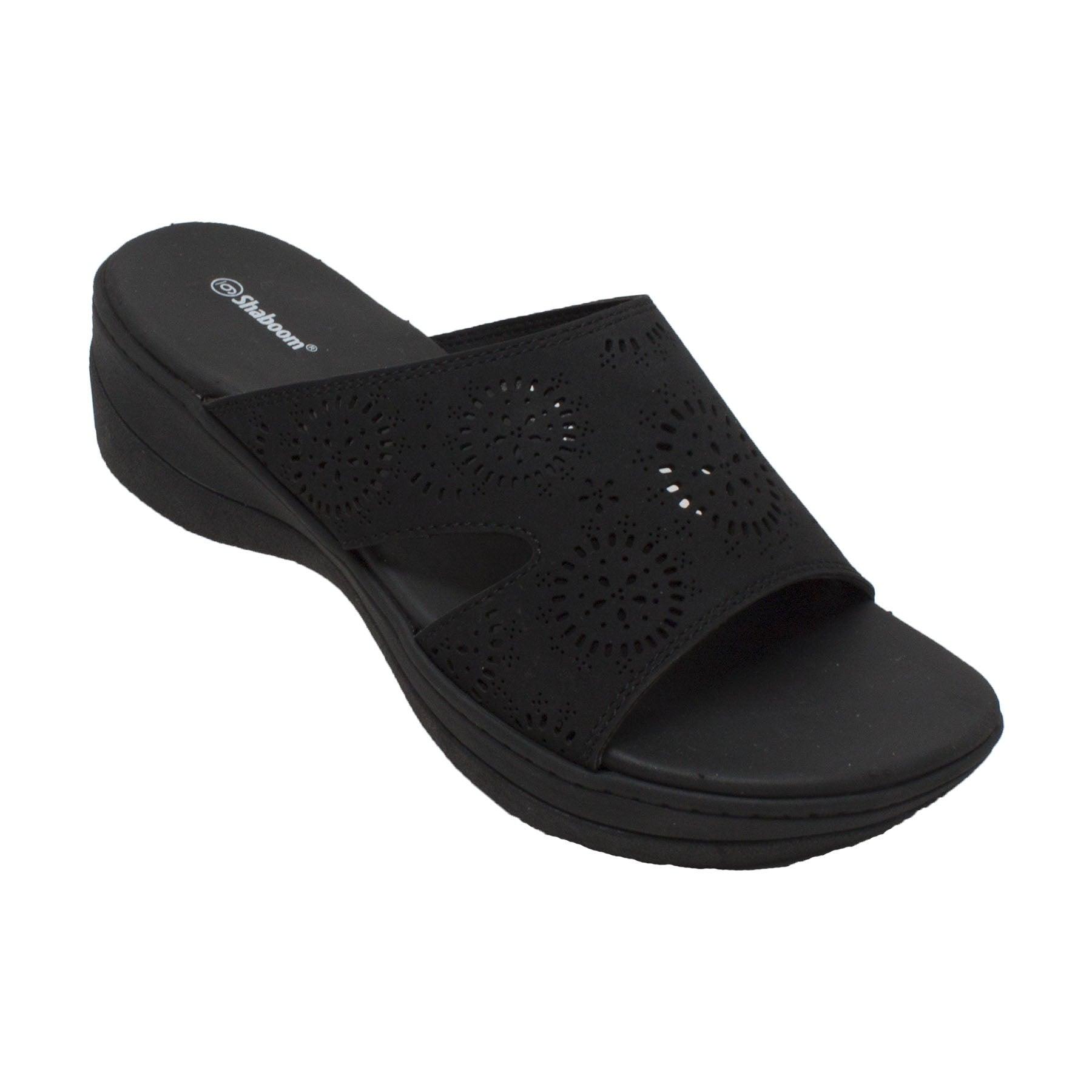 Shaboom Women's Comfort Curved Slide Sandals Black - Flyclothing LLC