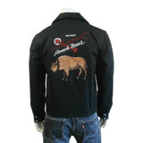 Rockmount Clothing Men's Vintage Black Suede Cloth Western Bolero Jacket with Bison Embroidery - Rockmount Clothing