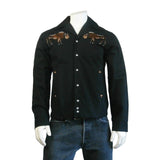 Rockmount Clothing Men's Vintage Black Suede Cloth Western Bolero Jacket with Bison Embroidery - Rockmount Clothing