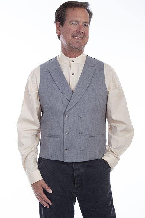 Scully GREY MINI HERRINGBONE DOUBLE BREASTED VEST - Flyclothing LLC