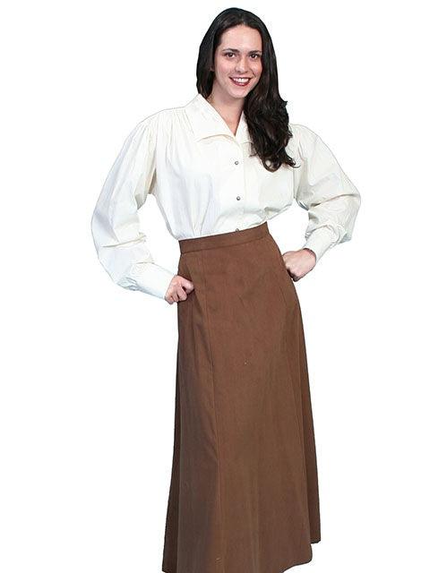 Scully BROWN BRUSHED TWILL SKIRT - Flyclothing LLC