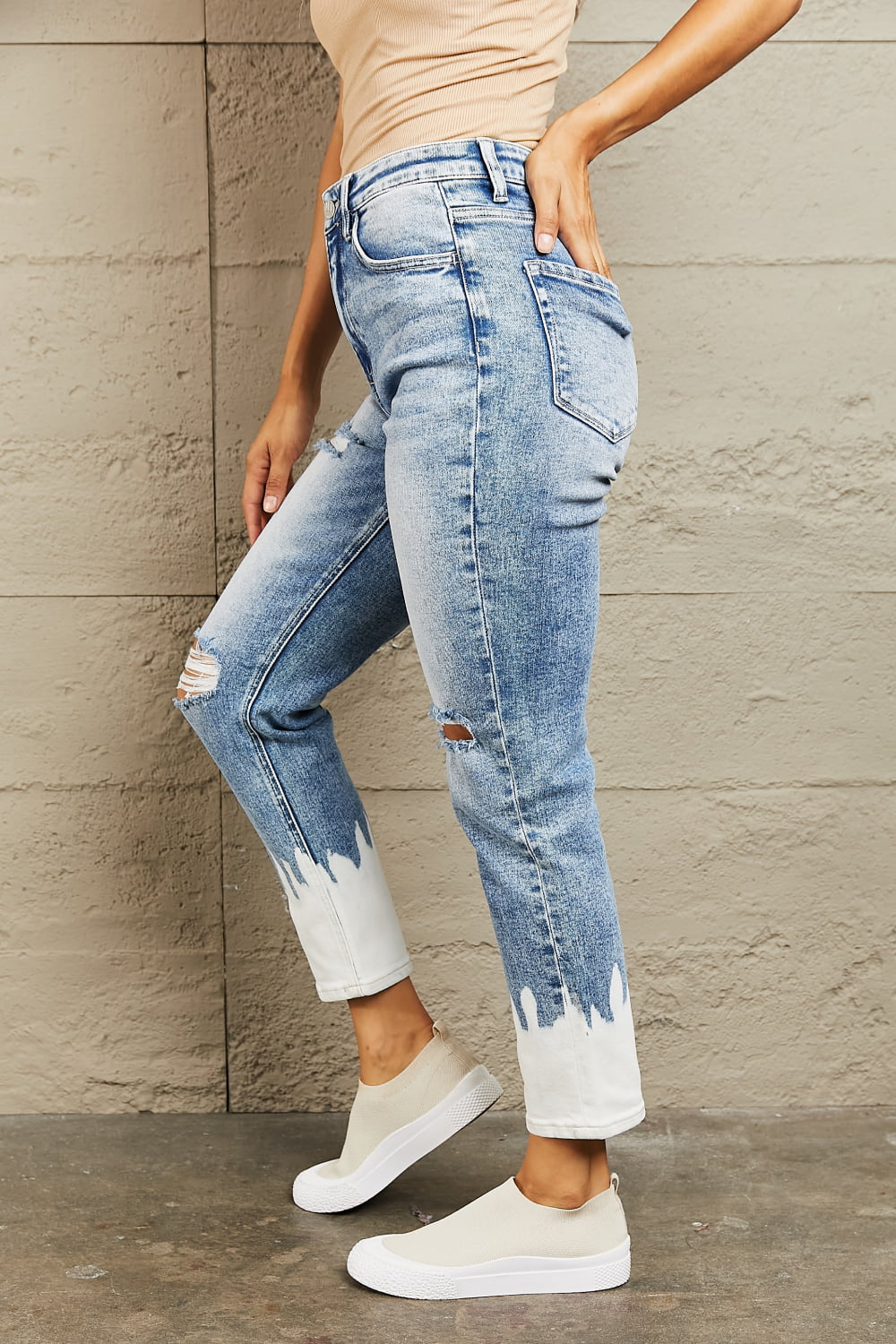 High Waist Loose Fit Ankle Slit Jeans – Flyclothing LLC