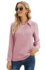 Swiss Dot Johnny Collar Blouse - Flyclothing LLC