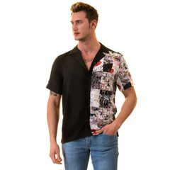 Gravity Homme Men's Weekend Shirt | Newspaper Noir - Flyclothing LLC