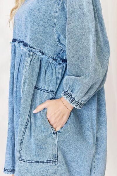 HEYSON Full Size Oversized Denim Babydoll Dress - Flyclothing LLC