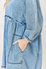 HEYSON Full Size Oversized Denim Babydoll Dress - Flyclothing LLC