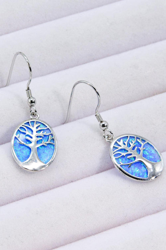 Opal Blue Platinum-Plated Drop Earrings - Flyclothing LLC