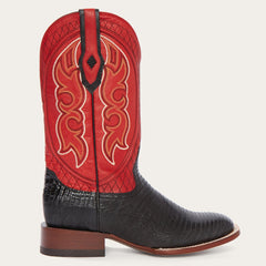 Stetson Arlington Black Teju Red Matte Cowboy Boot