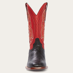 Stetson Arlington Black Teju Red Matte Cowboy Boot