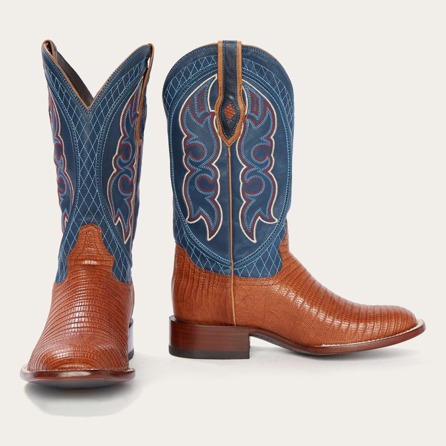 Stetson Tyler Tan Teju Blue Matte Cowboy Boot - Flyclothing LLC