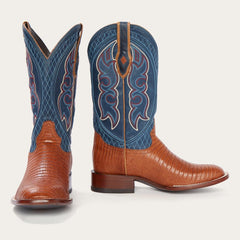 Stetson Tyler Tan Teju Blue Matte Cowboy Boot - Flyclothing LLC