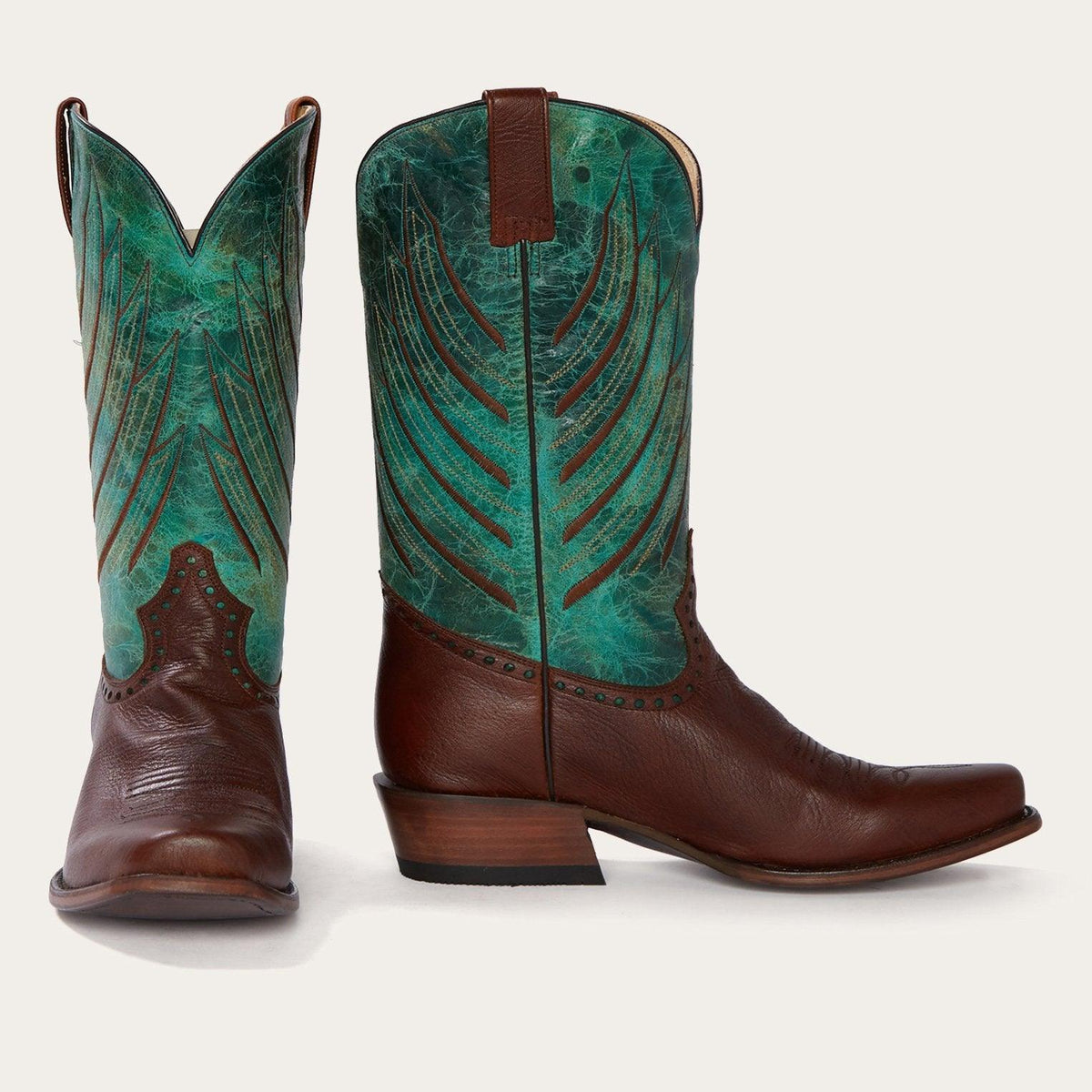 Stetson Turquoise Crater & Brown Oiled Cowboy Boot - Flyclothing LLC