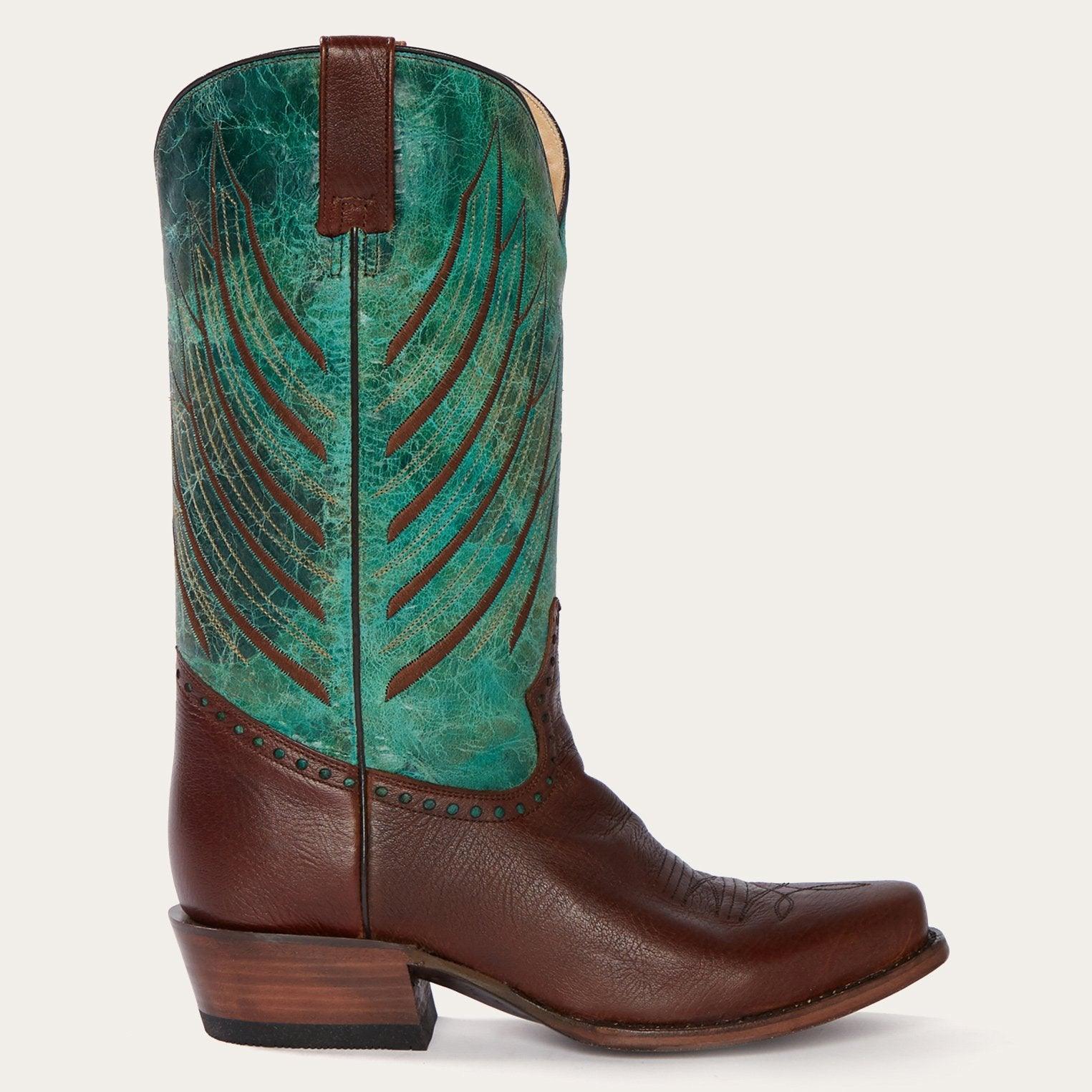 Stetson Turquoise Crater & Brown Oiled Cowboy Boot - Flyclothing LLC