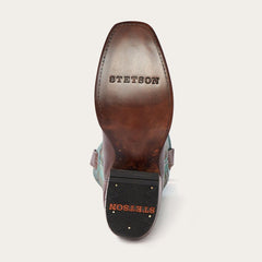 Stetson Turquoise Crater & Brown Oiled Cowboy Boot - Flyclothing LLC