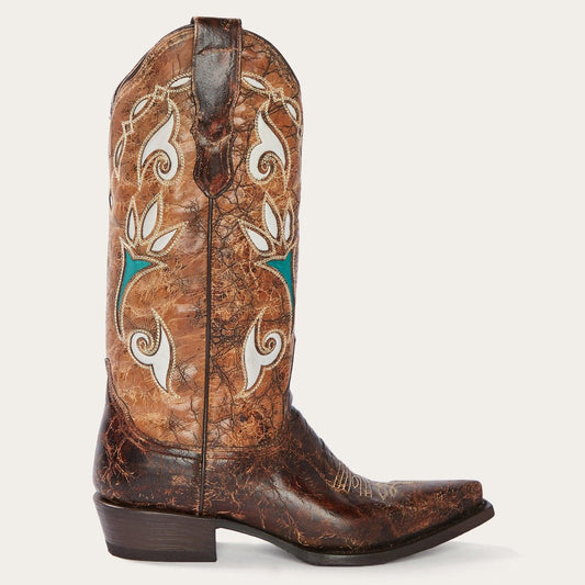 Stetson Vintage Brown Tulip Underlay Cowboy Boot - Flyclothing LLC