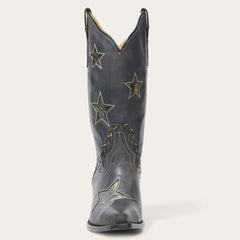 Stetson Star Distressed Black Cowboy Boot