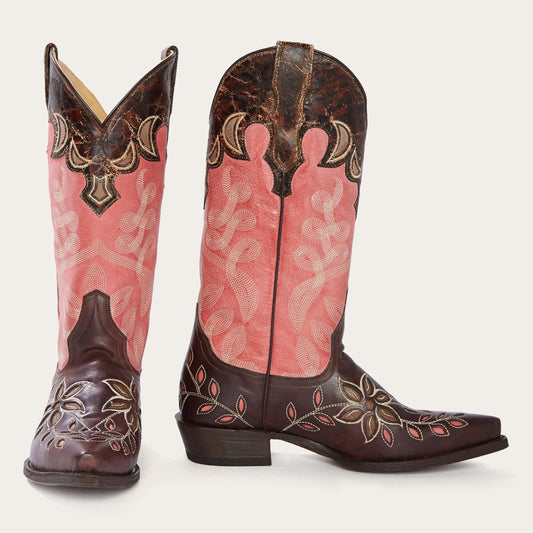 Stetson April Chocolate & Burnished Pink Cowboy Boot - Flyclothing LLC