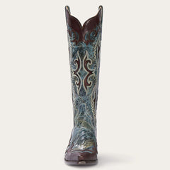 Stetson Vivi Blue Jean Crackle Back Zip Cowboy Boot - Flyclothing LLC