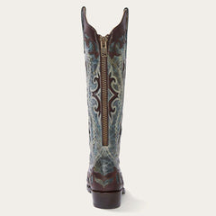 Stetson Vivi Blue Jean Crackle Back Zip Cowboy Boot - Flyclothing LLC