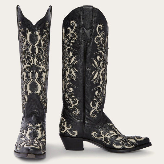 Stetson Ivy Destroyer Black & Durango Cream Cowboy Boot - Flyclothing LLC