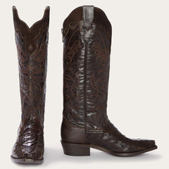 Stetson Georgia Oiled Caiman & Suede Zip Back Cowboy Boot - Flyclothing LLC