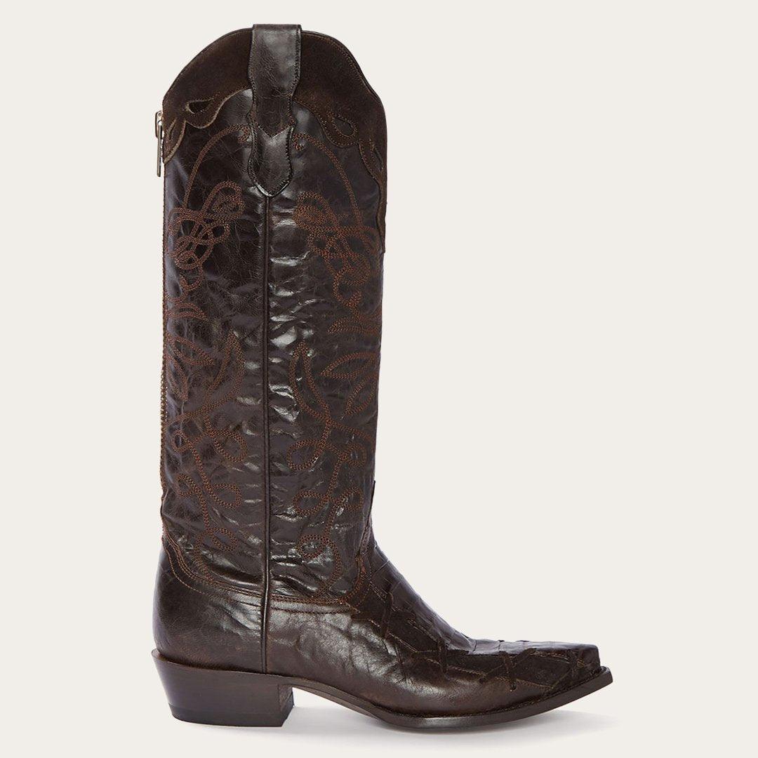 Stetson Georgia Oiled Caiman & Suede Zip Back Cowboy Boot - Flyclothing LLC