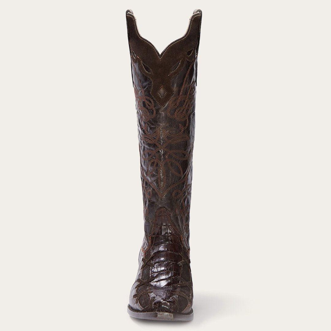 Stetson Georgia Oiled Caiman & Suede Zip Back Cowboy Boot - Flyclothing LLC