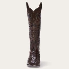 Stetson Georgia Oiled Caiman & Suede Zip Back Cowboy Boot - Flyclothing LLC