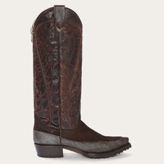 Stetson Dakota Brown Suede & Teju Cowboy Boot