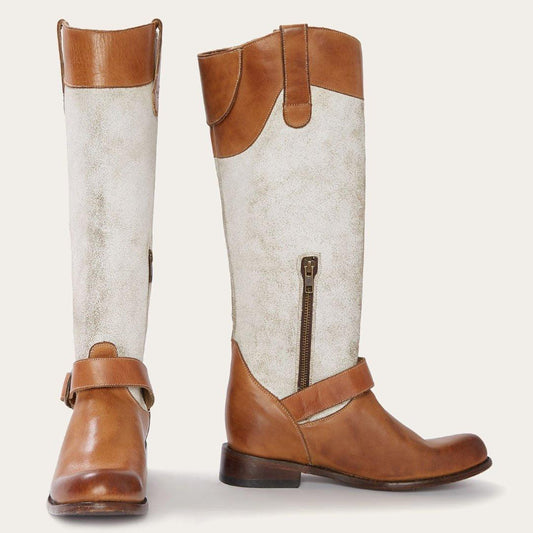 Stetson Mia Brown & White Distressed Riding Boot - Flyclothing LLC