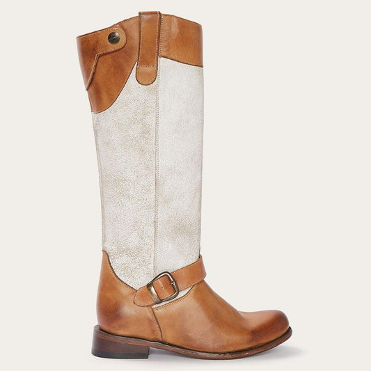 Stetson Mia Brown & White Distressed Riding Boot - Flyclothing LLC