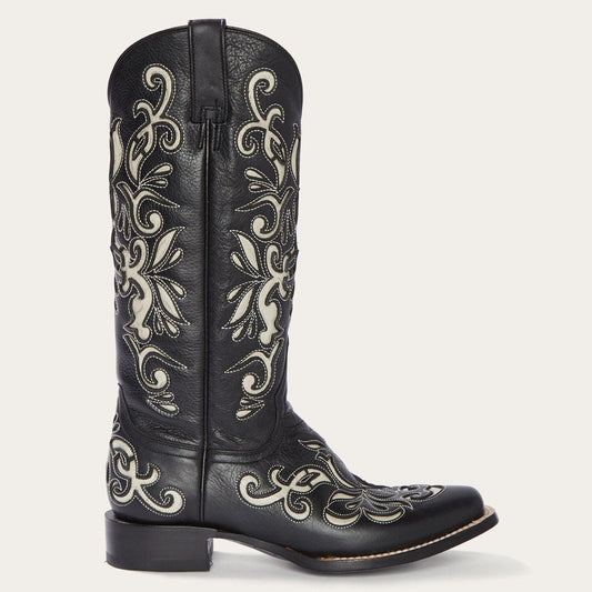 Stetson Destroyer Black & Durango Cream Inlay Cowboy Boot - Flyclothing LLC