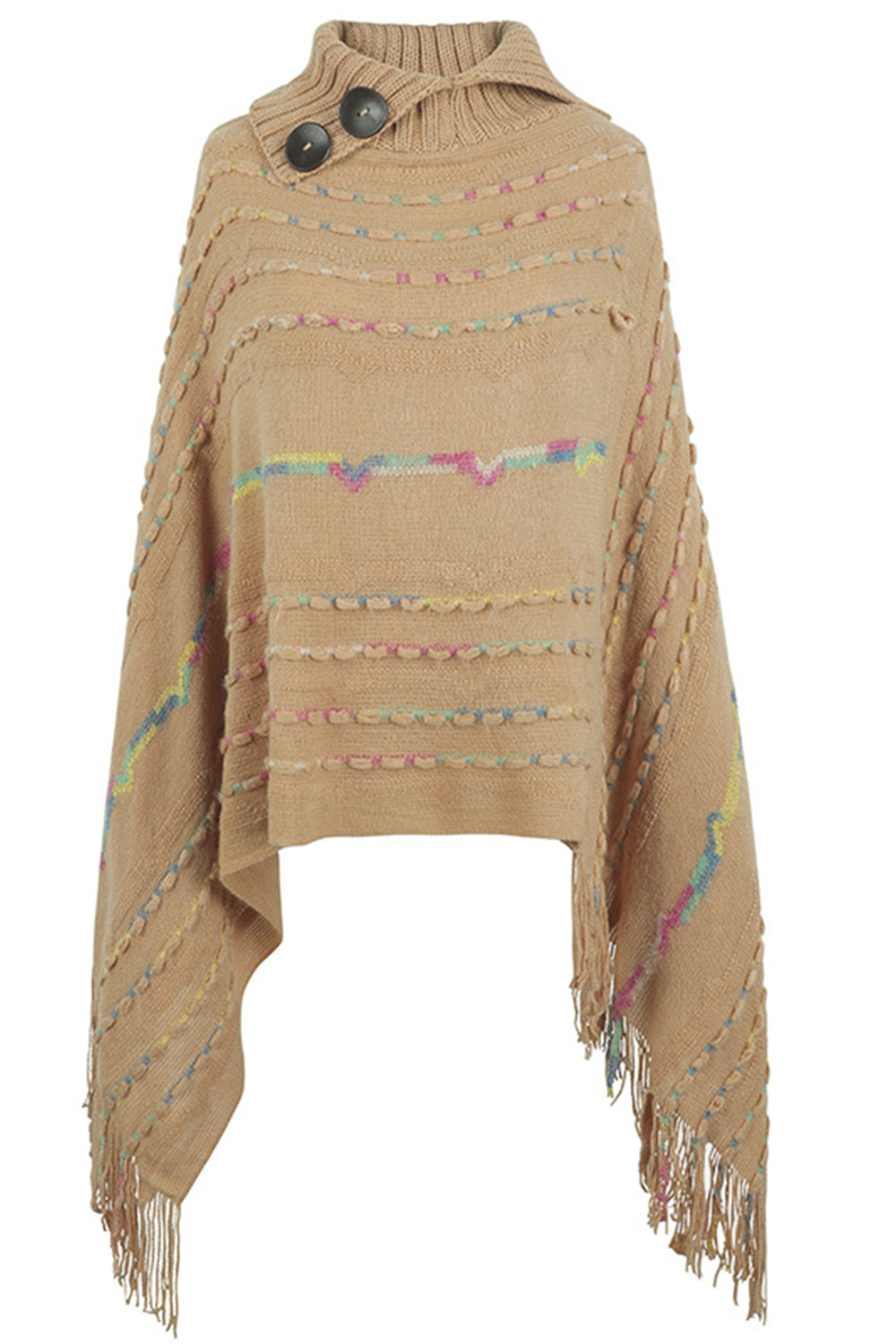 Color Block Fringe Detail Poncho – Flyclothing LLC