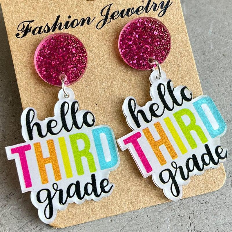 HELLO SECOND GRADE Acrylic Dangle Earrings - Trendsi