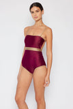 Marina West Swim Wave Break Contrast Trim One-Piece in Wine - Flyclothing LLC